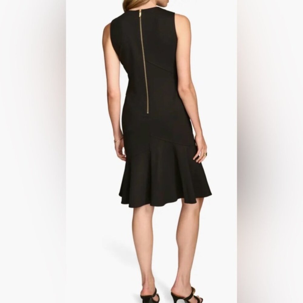 Donna Karan Sleeveless Ruffle Hem Black Dress Womens Size 6 NWT - Picture 2 of 9